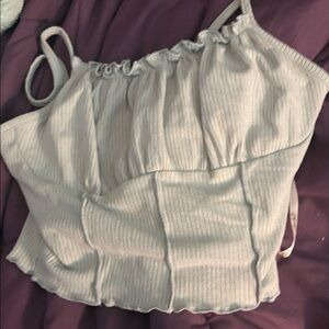 Light Lavender Ribbed Cami Top with Ruffle Trim( crop top)